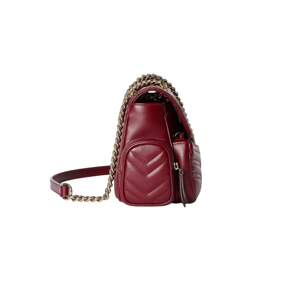 GUCCI GG Marmont Medium Rosso Ancora Red Leather Shoulder Bag RUNWAY PIECE NWT - Picture 4 of 5